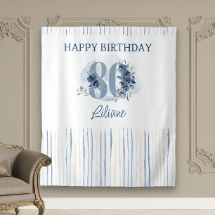 Tenture Joyeux 80e anniversaire Côte Bleue Floral Numéro 8