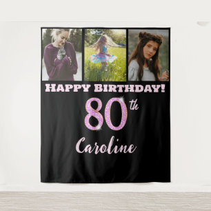 Tenture Joyeux 80e anniversaire fête, Parties scintillant