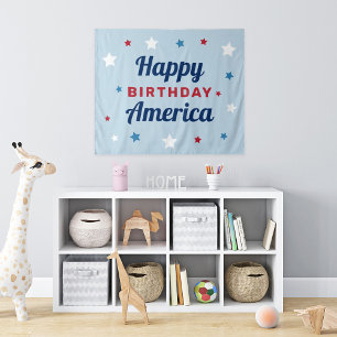 Tenture Joyeux Anniversaire America Blue Stars