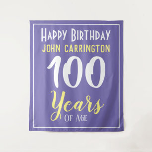 Tenture Joyeux Anniversaire avec Nom & Âge 100 Ans Tapisse