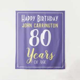 Tenture Joyeux Anniversaire avec Nom & Âge 80 Ans Tapisser