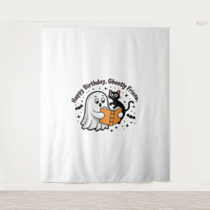 Tenture Joyeux Anniversaire Chat Fantôme PNG - Classique M