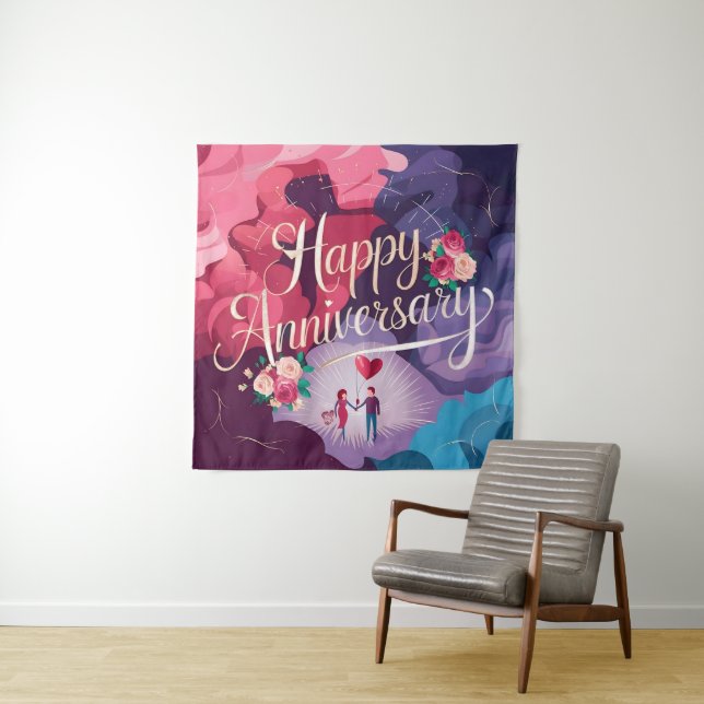 Tenture Joyeux Anniversaire de Mariage (En situation)