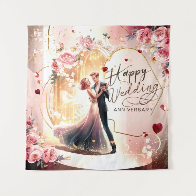 Tenture Joyeux Anniversaire de Mariage Murale #4 (Devant)