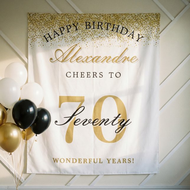 Tenture Joyeux Anniversaire, Félicitations pour 70 Ans de  (Happy Birthday Cheers To 70 Years Celebration Tapestry)