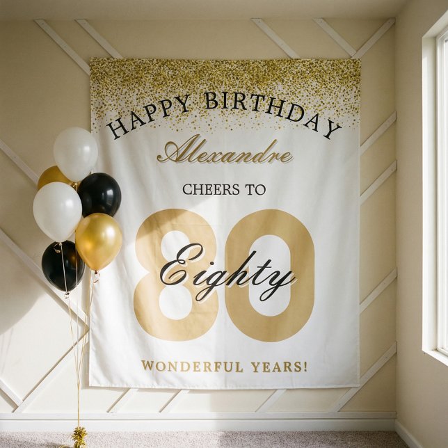 Tenture Joyeux Anniversaire, Félicitations pour 80 Ans de  (Celebrate a milestone in style with our “Happy Birthday – Cheers to 80 Wonderful Years” personalized)