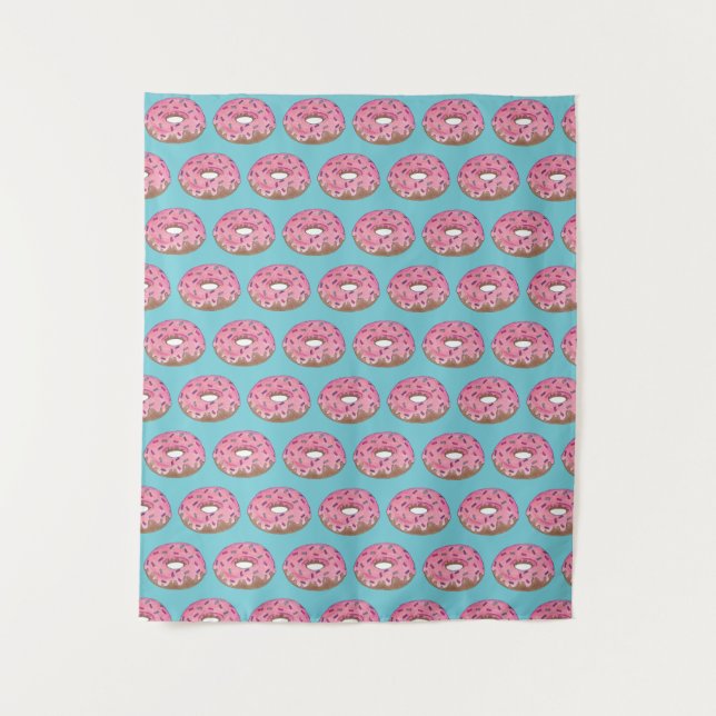 Tenture Joyeux Anniversaire Gâteau Donut Rose Fête d'Anniv (Devant)