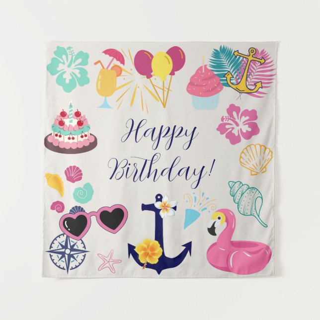 Tenture Joyeux Anniversaire Marin Mignon (Devant)
