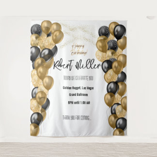 Tenture Joyeux anniversaire Modèle Black Gold - Transparen