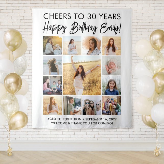 Tenture Joyeux anniversaire moderne photo Collage Party Si (Créateur téléchargé)