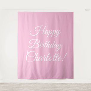 Tenture Joyeux Anniversaire nom de script personnalisé tex