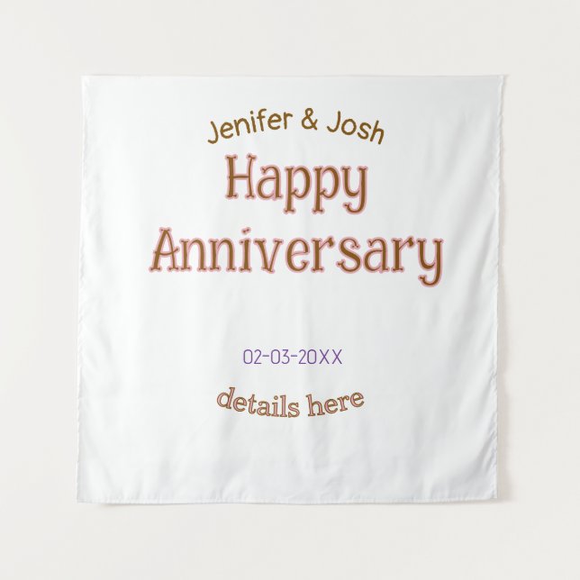 Tenture Joyeux anniversaire nom détails rose doré tendance (Devant)