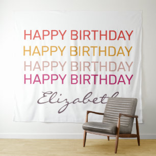 Tenture Joyeux Anniversaire nom personnalisé  