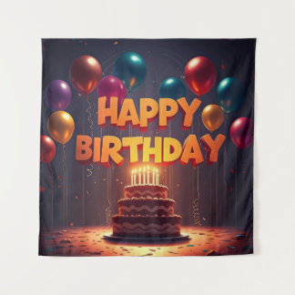 Tenture Joyeux Anniversaire pour les Enfants - Gâteau aux 