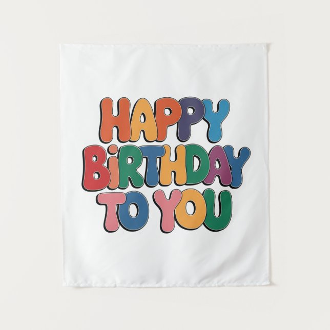 Tenture Joyeux anniversaire rétro (Devant)