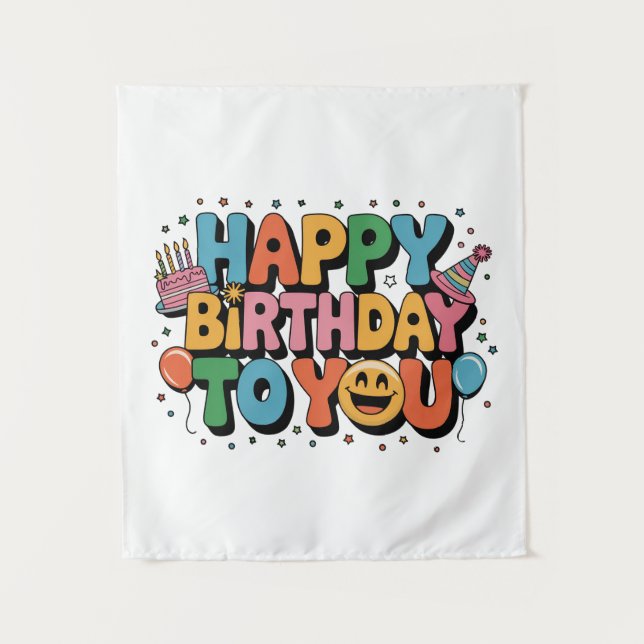 Tenture Joyeux Anniversaire Smiley (Devant)