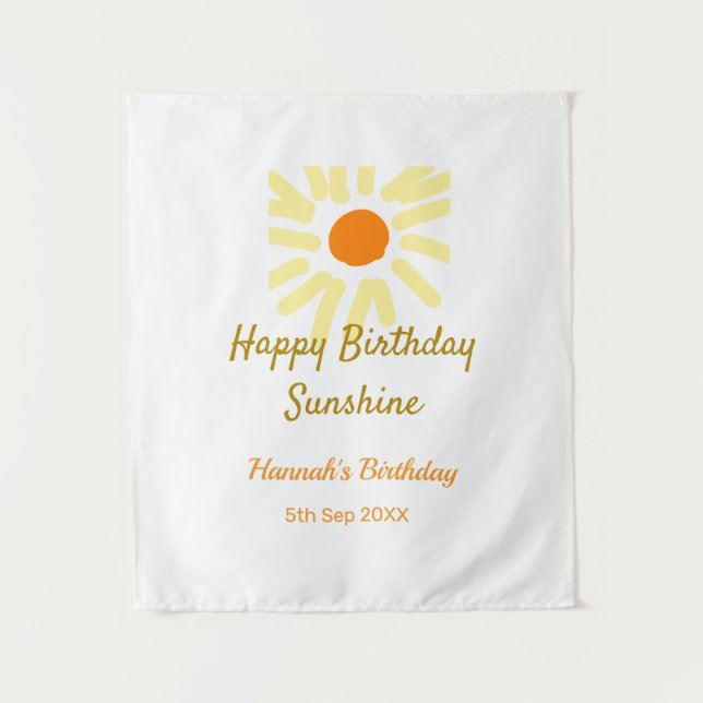 Tenture Joyeux anniversaire soleil jaune orange anniversai (Devant)