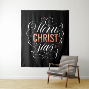 Tenture Joyeux CHRISTmas Christian Christ Calligraphie Jés
