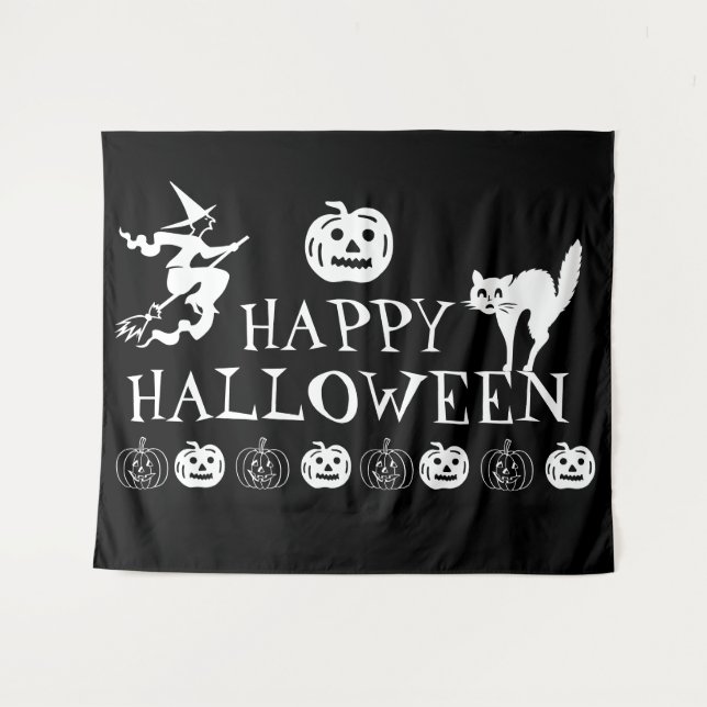 Tenture Joyeux décor éffrayant Halloween (Devant (Horizontal))