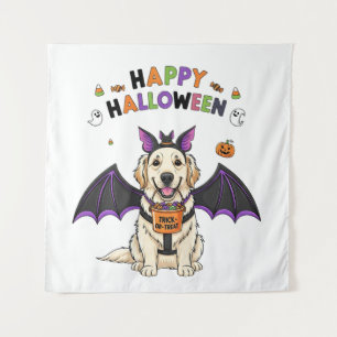 Tenture Joyeux Halloween Chien Mignon Chauve-Souris Friand