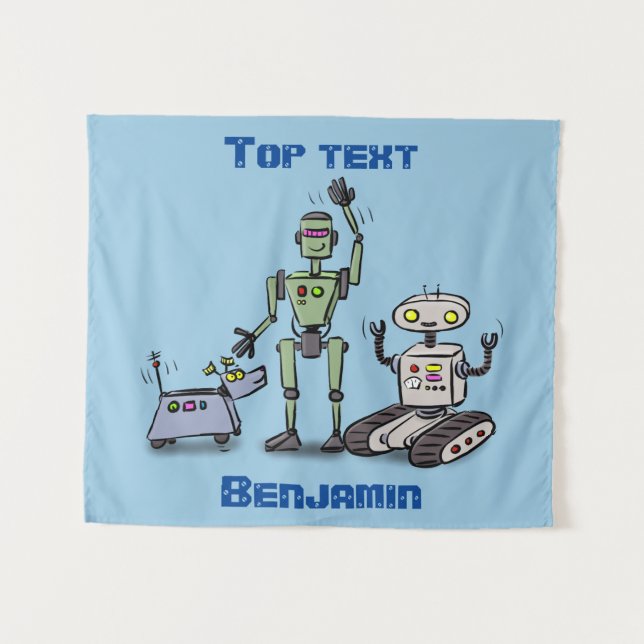 Tenture Joyeux joli dessin de trois robots trio (Devant (Horizontal))