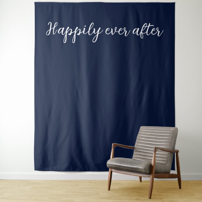 Tenture Joyeux Jour Après Bleu Blanc Mariage arrière-plan (En situation)
