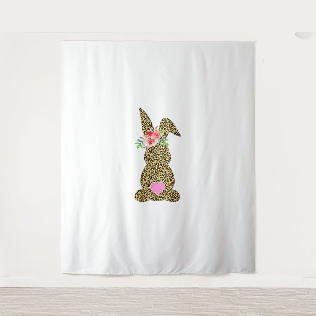 Tenture Joyeux lapin léopard de Pâques lapin mignon (Devant)
