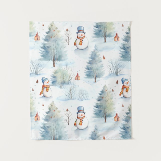 Tenture Joyeux Motif des Snowmen (Devant)