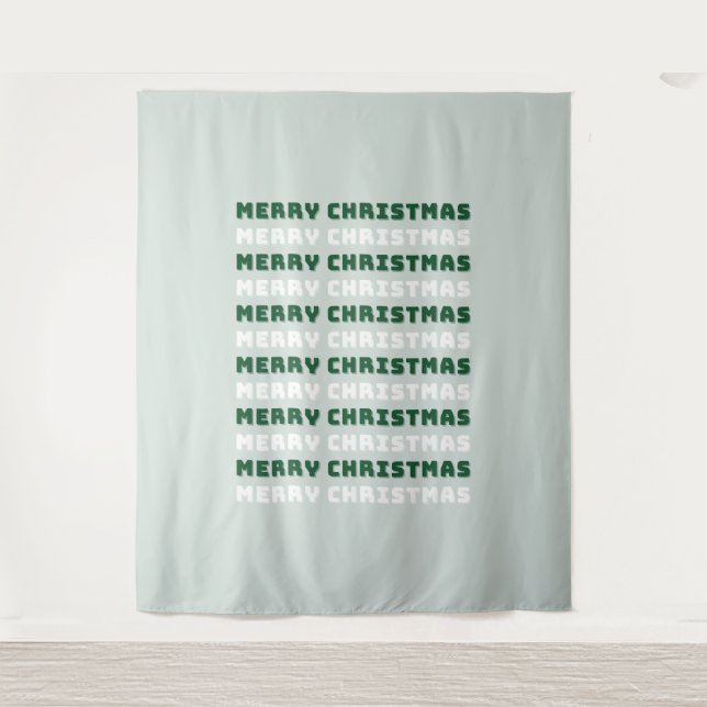 Tenture Joyeux Noël, Art de Noël Vert, Vacances (Devant)