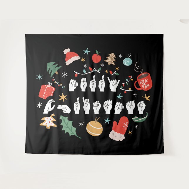 Tenture Joyeux Noël - ASL American Sign Language III (Devant (Horizontal))