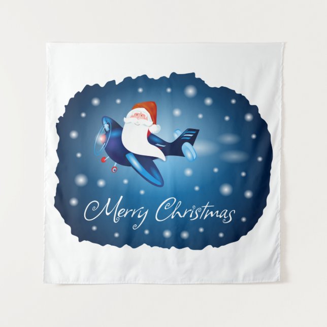Tenture Joyeux Noël avec Père Noël (Devant)
