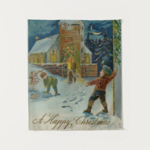 Tenture Joyeux Noël - Carte postale vintage de bataille de