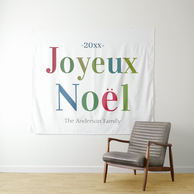 Tenture Joyeux Noel coloré Noël français (En situation (horizontale))