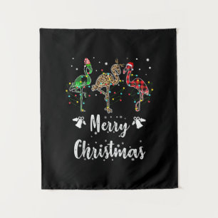 Tenture Joyeux Noël Leopard Rouge Vert Flamant rose Plaid