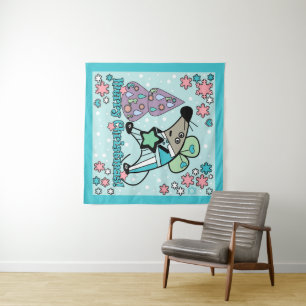 Tenture Joyeux Noël Symbole du Nouvel An Souris Caricature