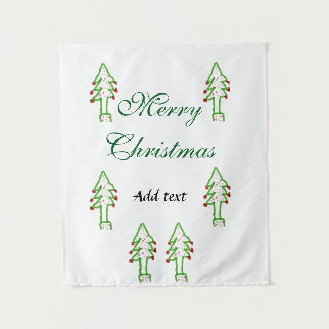 Tenture Joyeux Noël vert sapin rouge cerise de Noël (Devant)