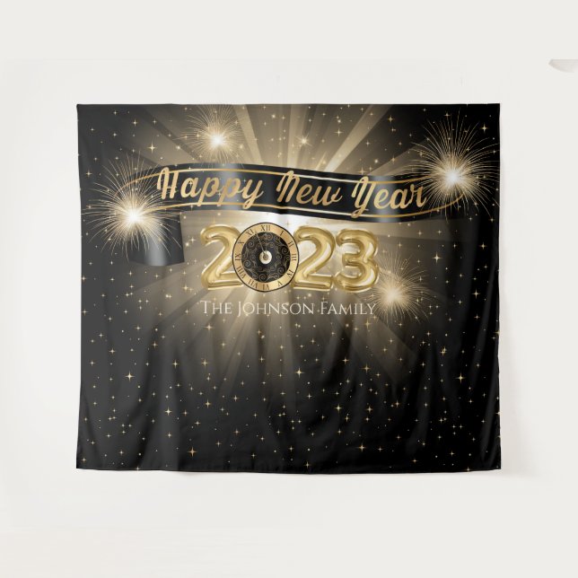 Tenture Joyeux Nouvel An 2023 Photo Booth Backdrop (Devant (Horizontal))
