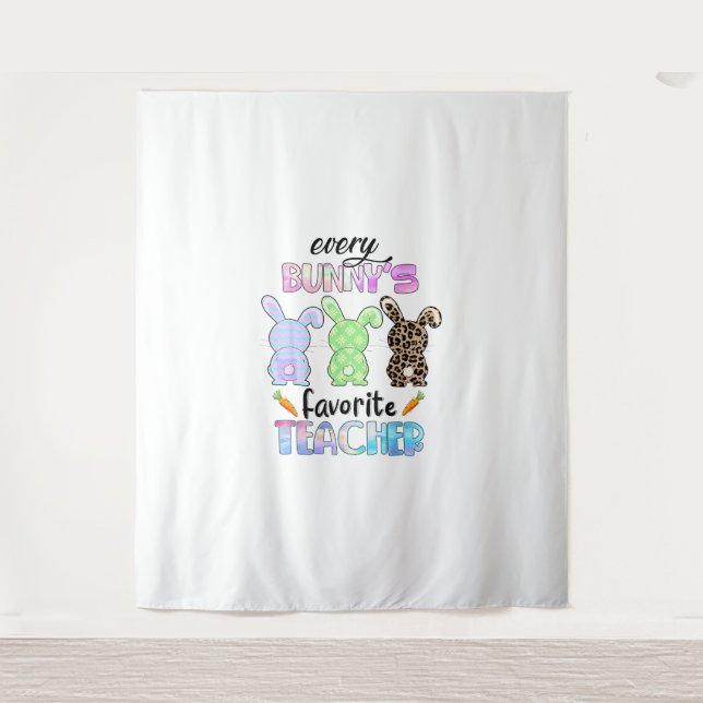 Tenture Joyeux Pâques Chaque Lapin Est Professeur Préféré  (Devant)