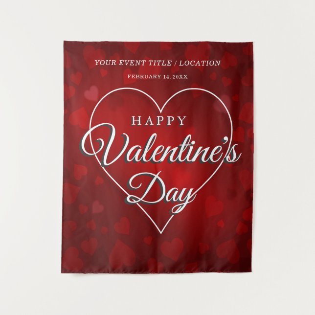 TENTURE JOYEUX VALENTIN ROMANTIQUE BANNIÈRE DE CŒURS ROUGE (Devant)