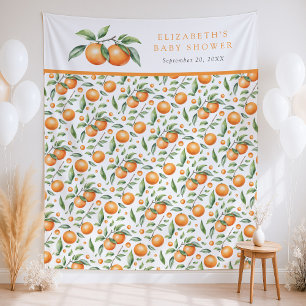 Tenture Jumeaux Baby shower orange arrière-plan