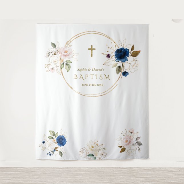 Tenture Jumeaux Chic Fleurs de Toucher Rose Baptême Access (Devant)