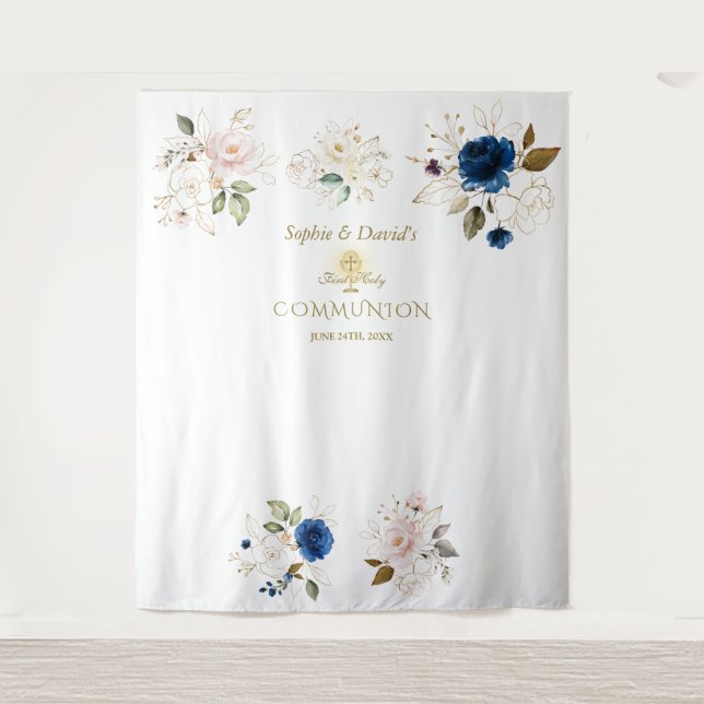 Tenture Jumeaux Floral Rose Sainte Communion Accessoire de (Devant)