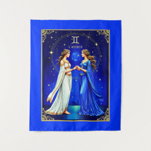 Tenture Jumeaux Gemini sous un ciel étoilé