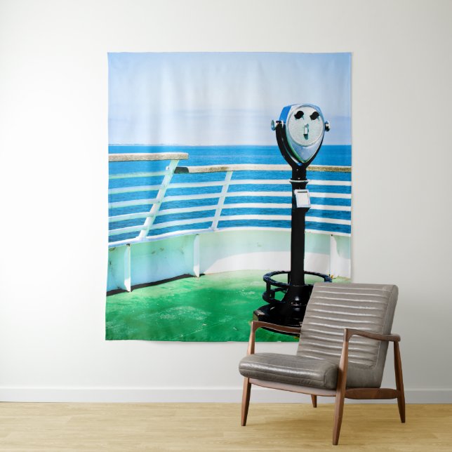 Tenture Jumelles touristiques bleues et vertes (En situation)