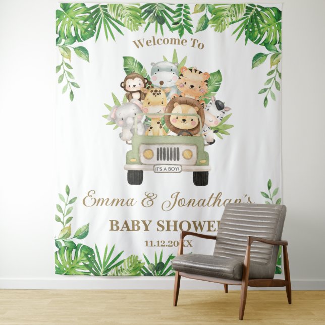 Tenture Jungle Animaux Safari Baby shower de voiture Conte (En situation)