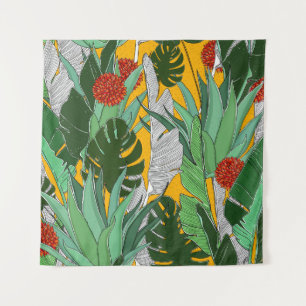 Tenture Jungle d'été : Motif de palmier lumineux.
