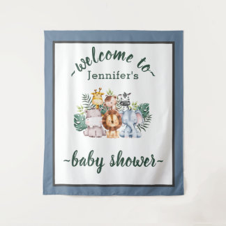 Tenture Jungle neutre Safari Animaux Baby shower sauvage U