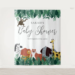 Tenture Jungle Safari Animaux Baby shower Contexte