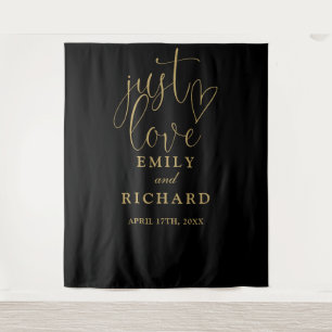 Tenture Just Love Black And Gold Mariage Photo fond
