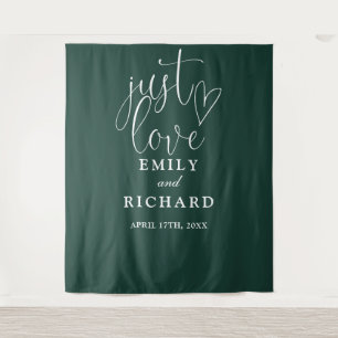 Tenture Just Love Emerald Green Mariage Fond photo